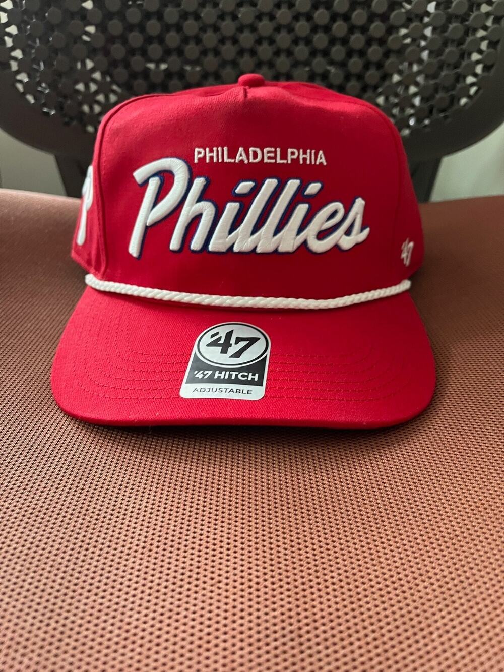 47 Brand Philadelphia Phillies MLB Red Script White Rope Hitch Adjustable Hat